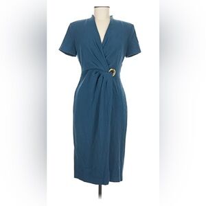 Donna Karan Teal Midi Dress with Gold Accent NWT! MSRP $139